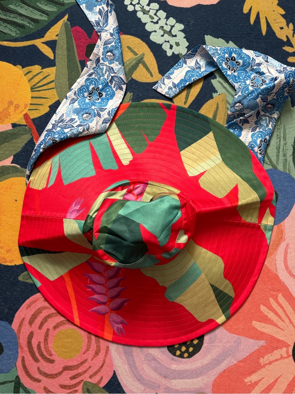 FARM Rio Red Multi Floral Wide-Brim Sun Hat
